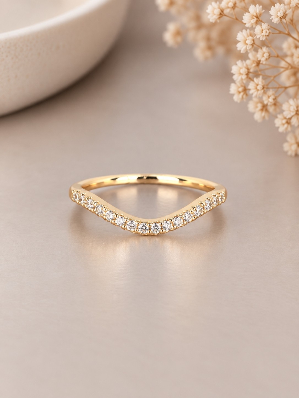Gold Pavé V-Stack Ring